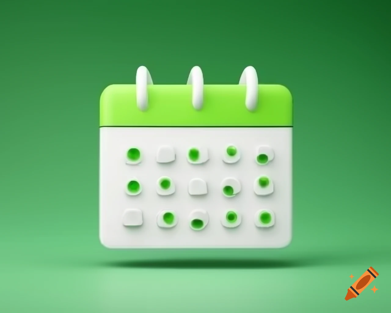 Green 3D calendar clipart viewed from front
