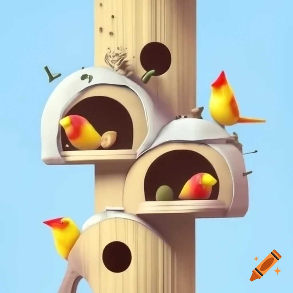 Apartment-style building designed for canary birds with stacked nests