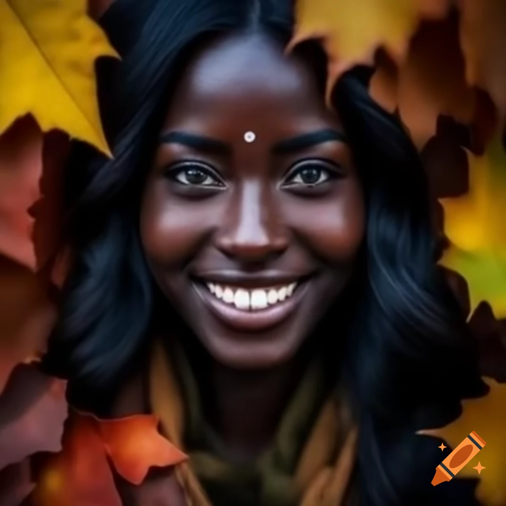 Smiling arabian woman in autumn clothing with brown skin on craiyon