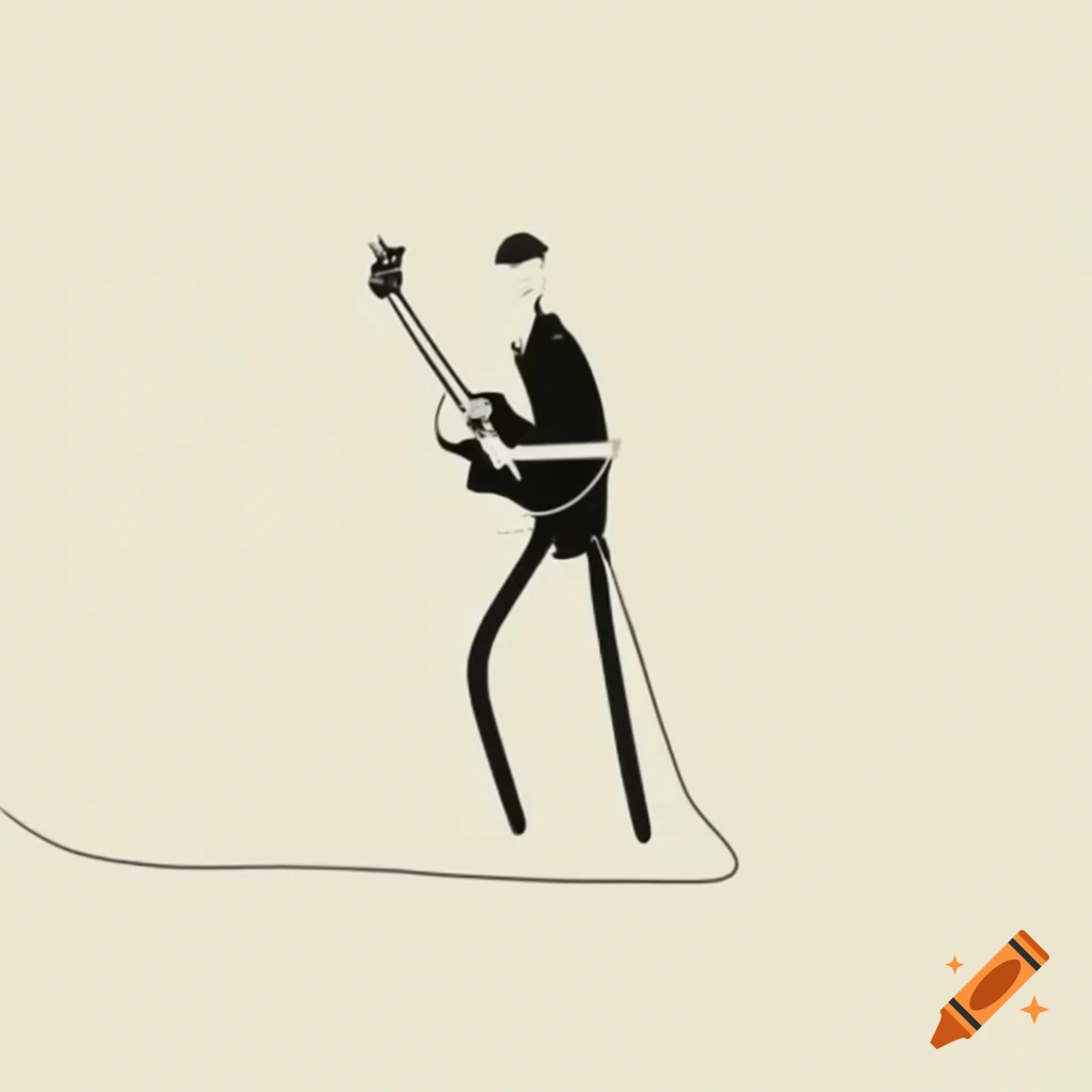 Minimalist crayon art of a guitarist