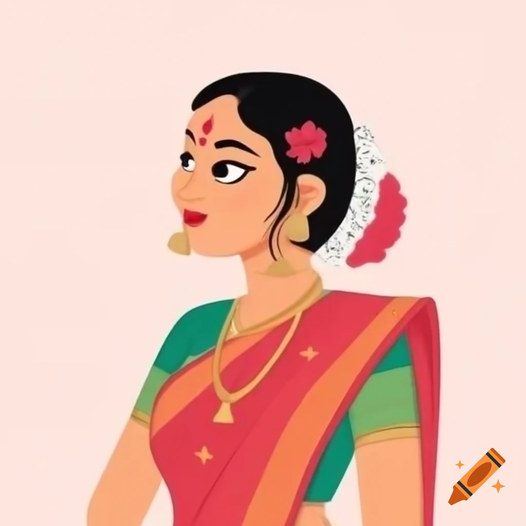 Tamil woman in traditional saree with flowers in hair
