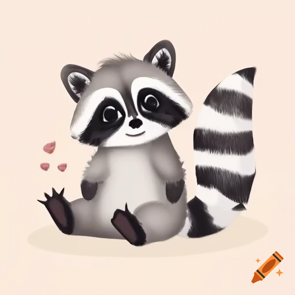 Cute raccoon illustrated in Korean art style