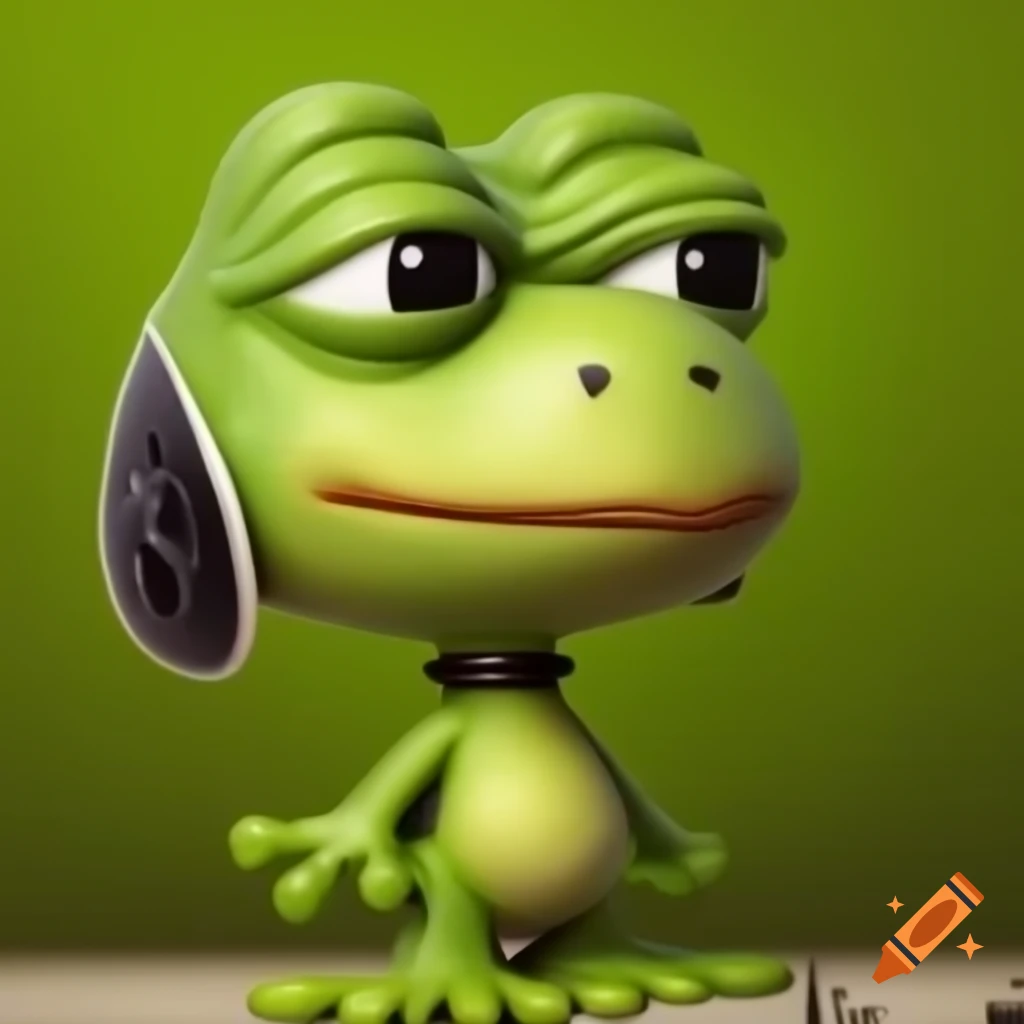 Cartoon frog inspired by Snoopy in Charles Schulz style