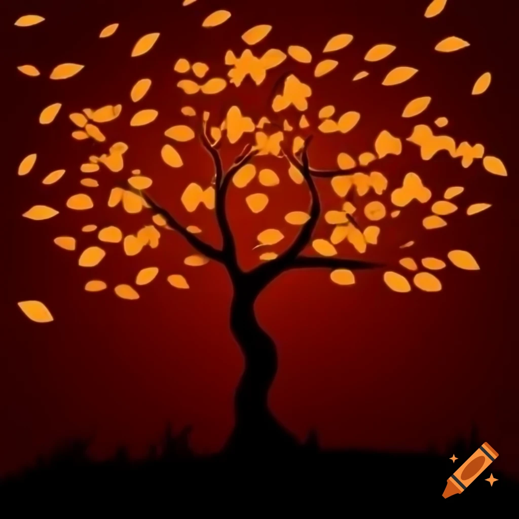Autumn leaves and shadow trees in a coven setting, poster background