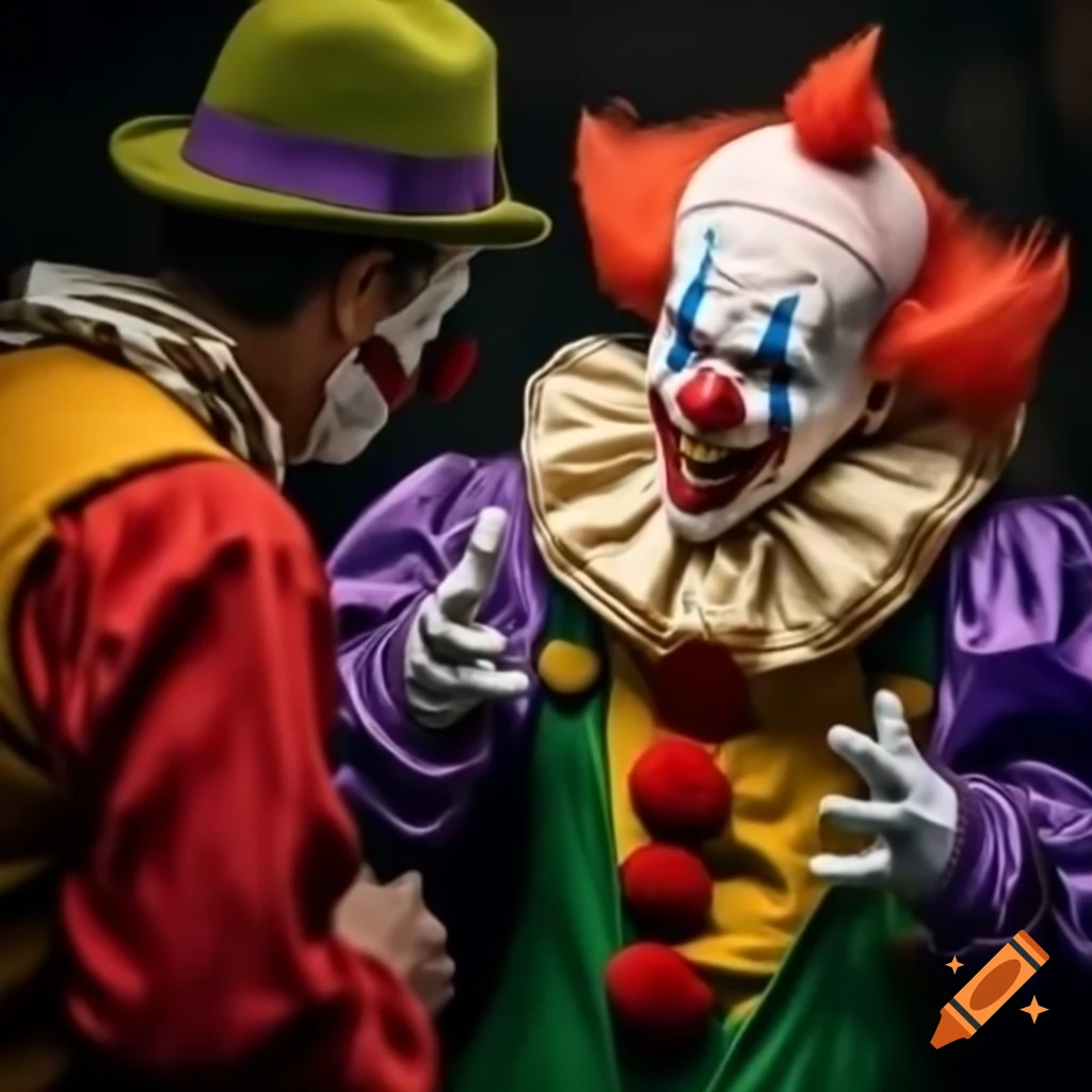 Clowns in a heated argument