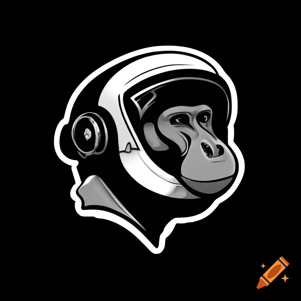 Baboon in space helmet in Andy Warhol style, 3/4 profile view