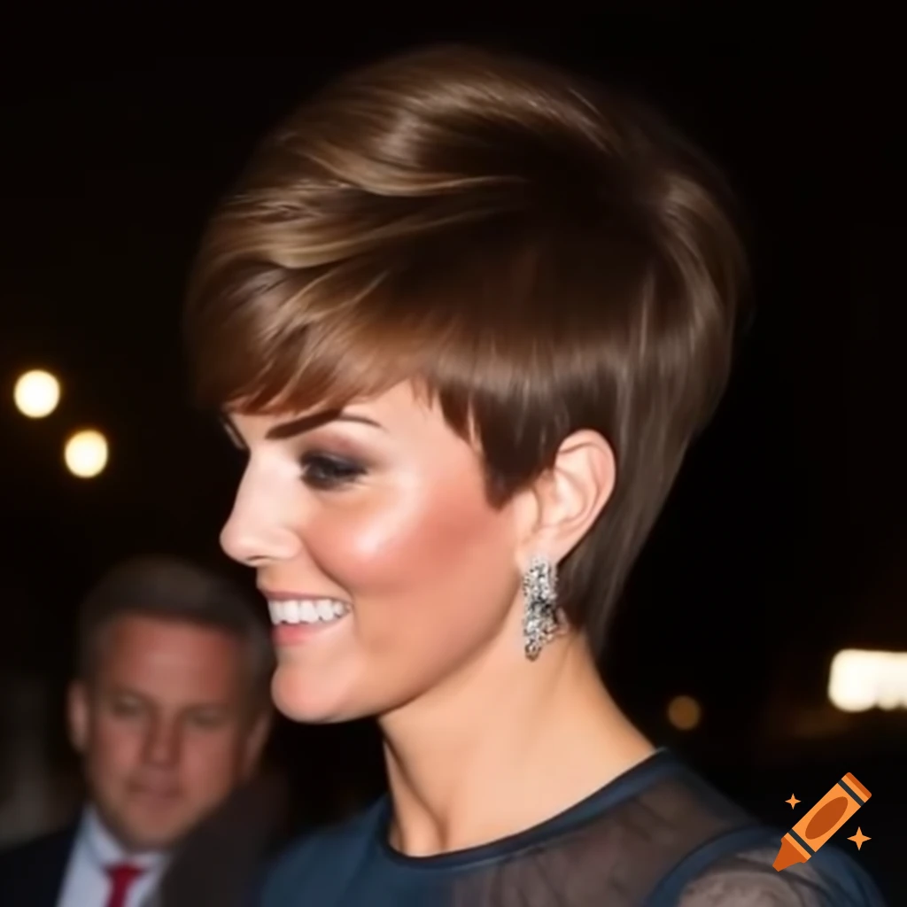 Catherine Middleton with bold short pixie cut hairstyle