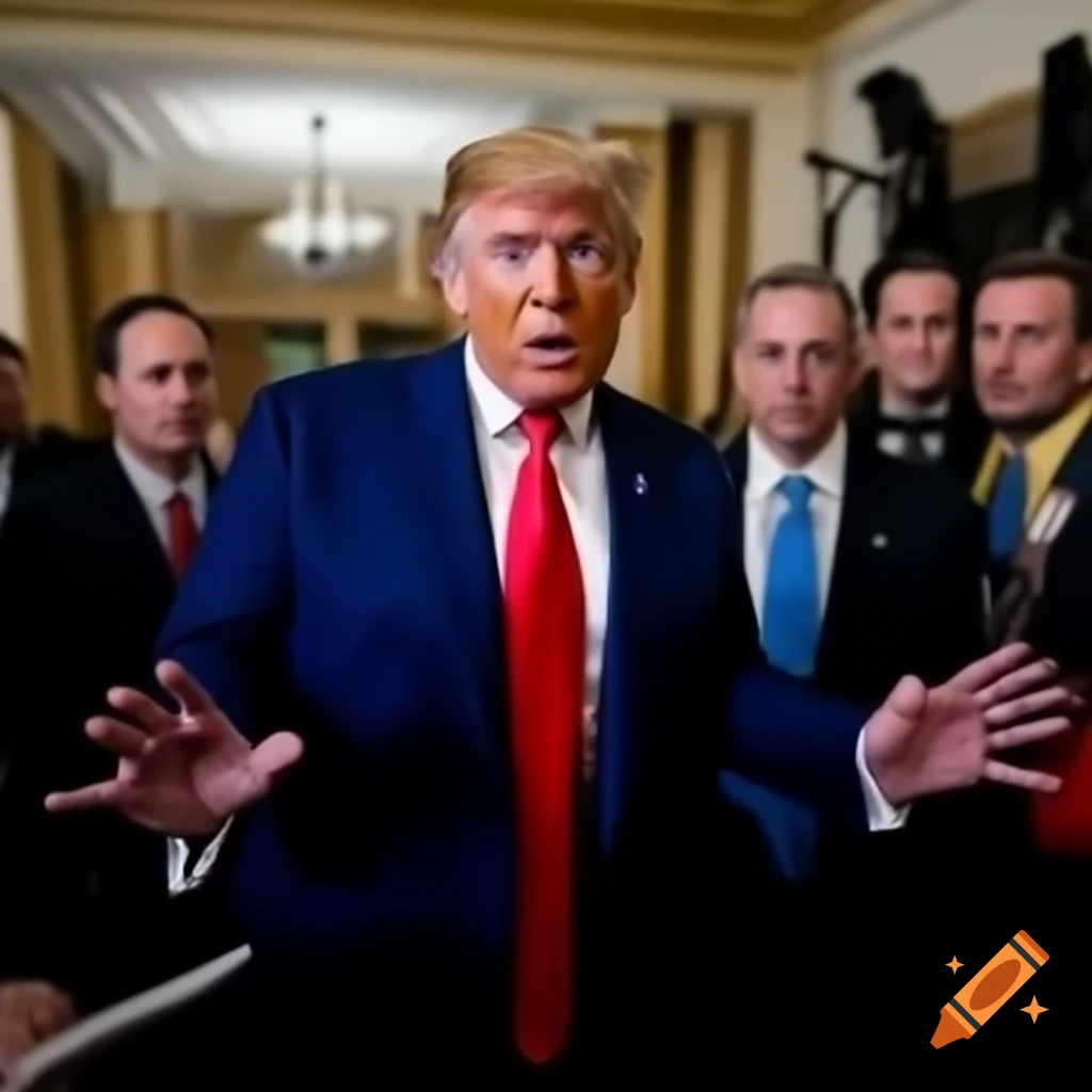 Political satire scene of Donald Trump depicting conflict