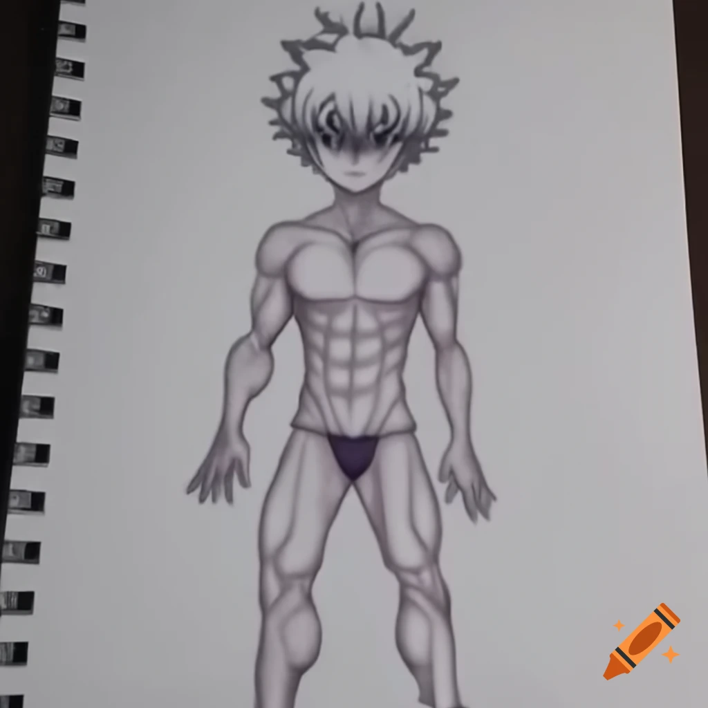 Killua with impressive muscles showcasing aesthetic physique