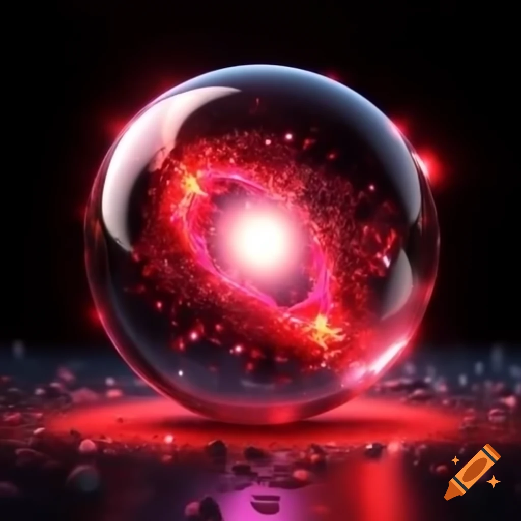 Vibrant crimson sphere reflecting light