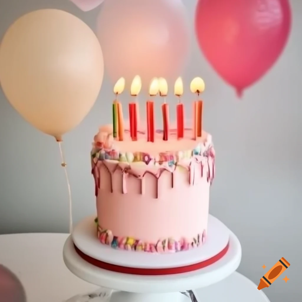 Colorful birthday cake with candles