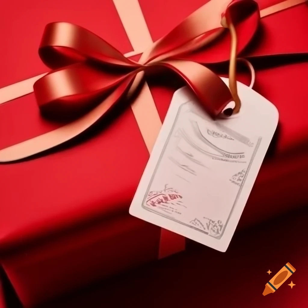Close-up of gift tag reading 'From: God, To: The Whole World, With Love' on wrapped gift