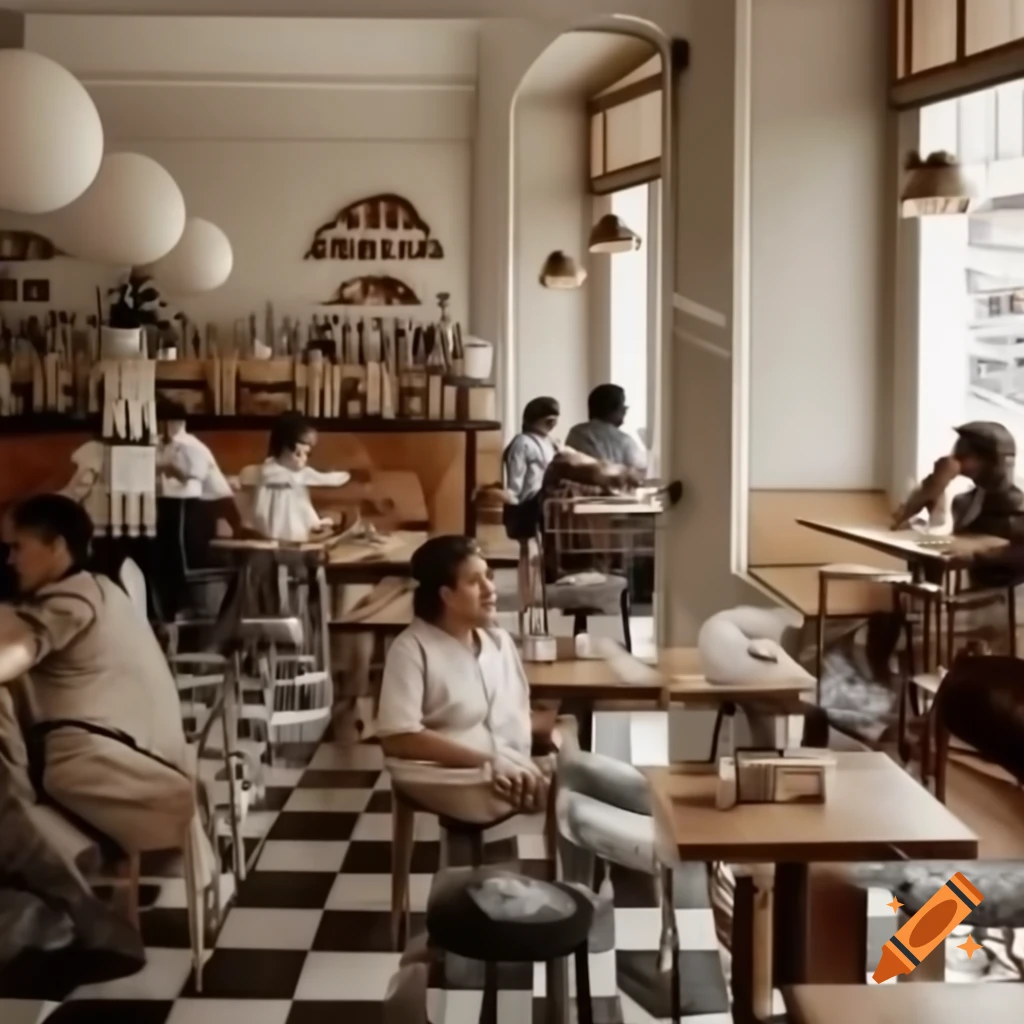 Cafe design in chess style named 'En passant' with chess board tables