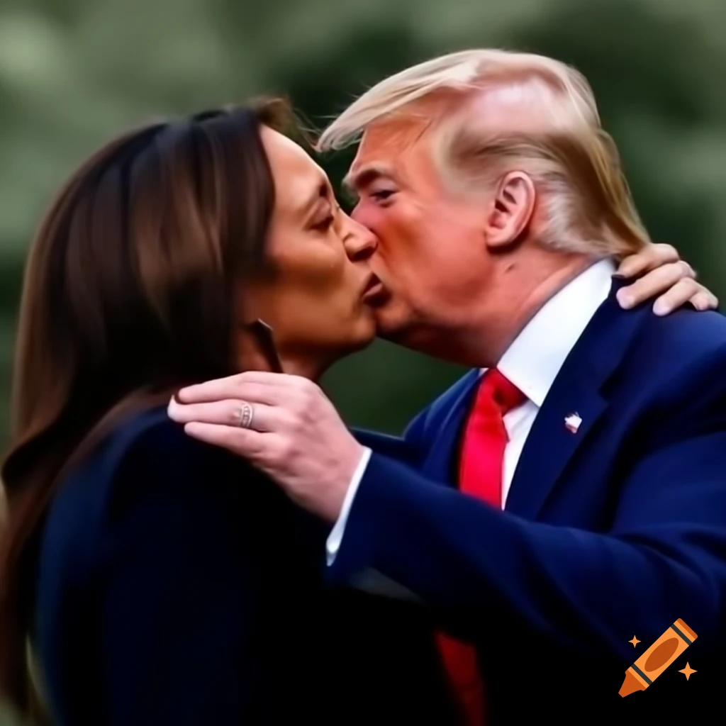 Kamala Harris and Donald Trump in a controversial political scene