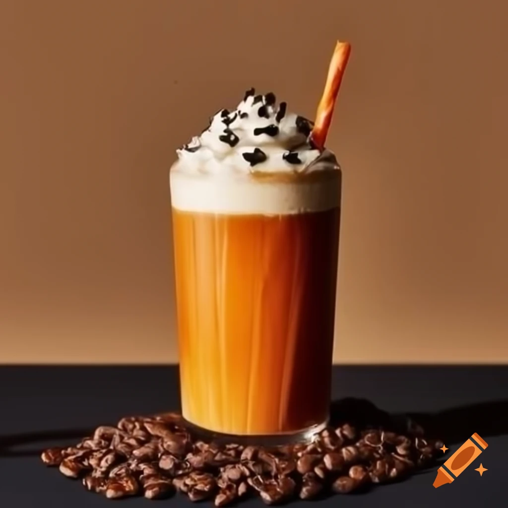 Coffee topped with orange milkshake served in plain glass