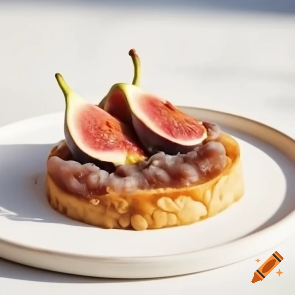 Slice of tropézienne cake with fig and hazelnut