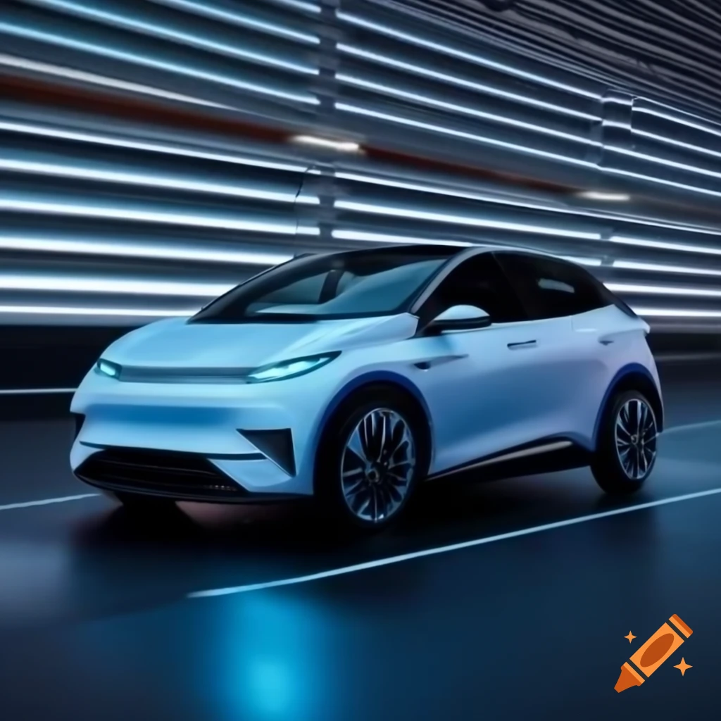 Futuristic engineering concept for EV charging with specified color palette