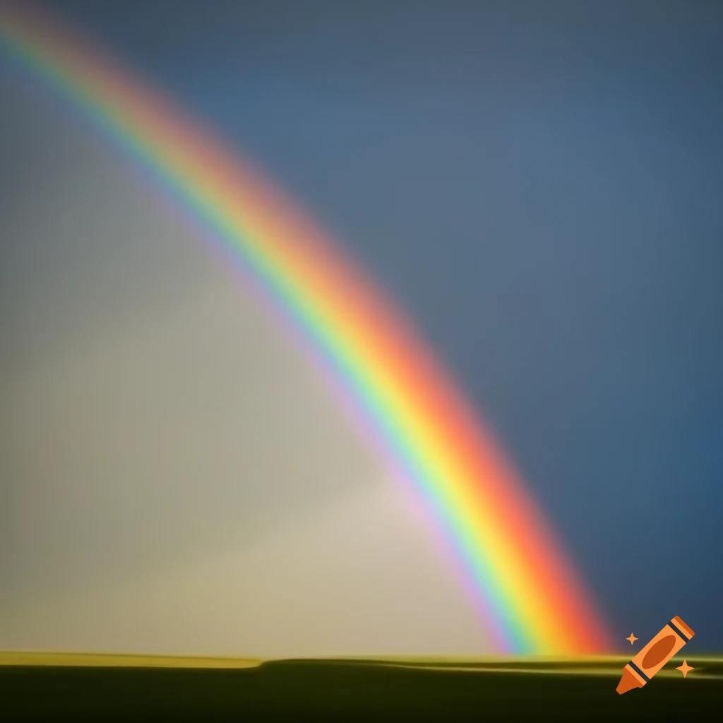 Vibrant large rainbow against a clear sky