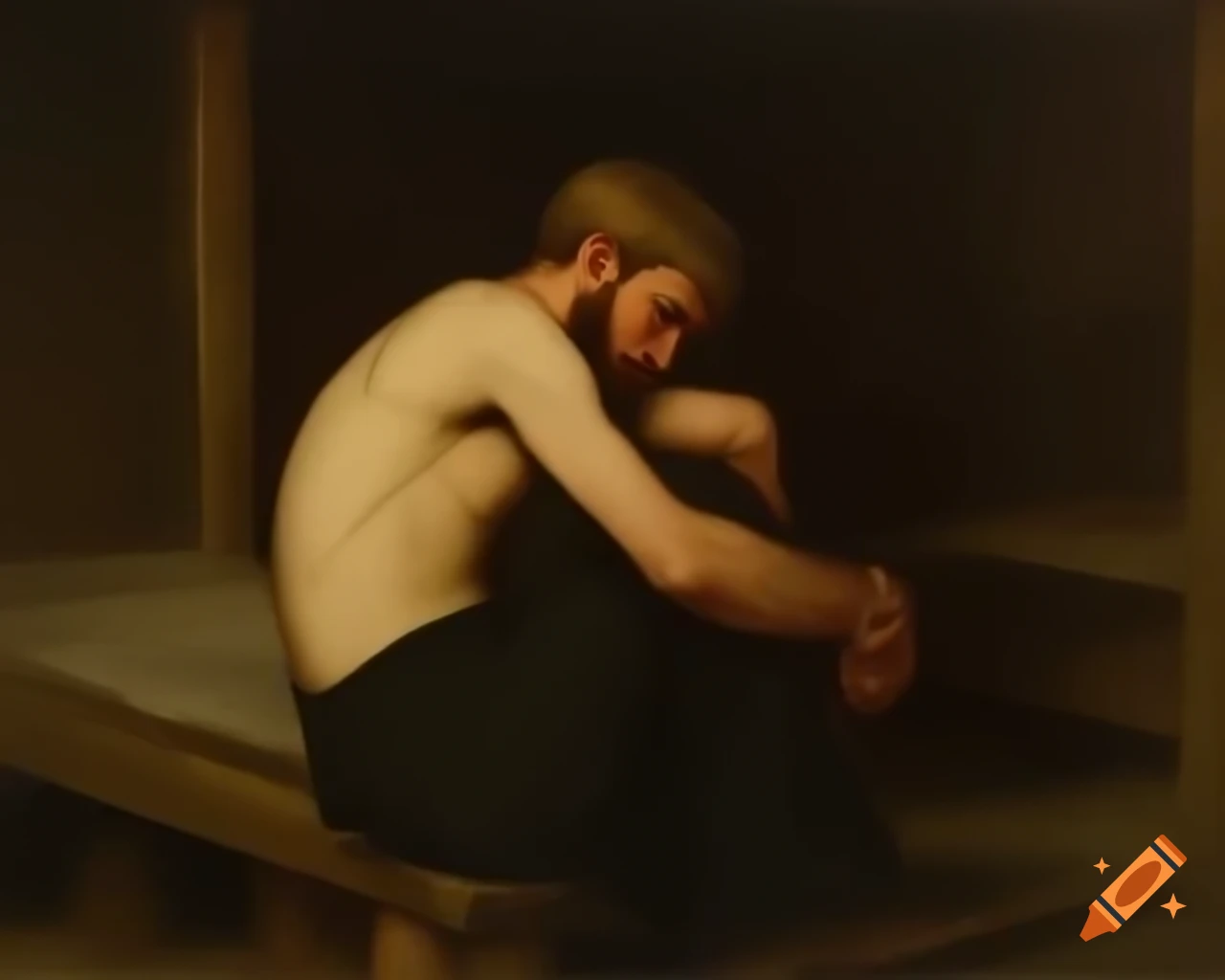 19th century Russian village scene with two young men kissing