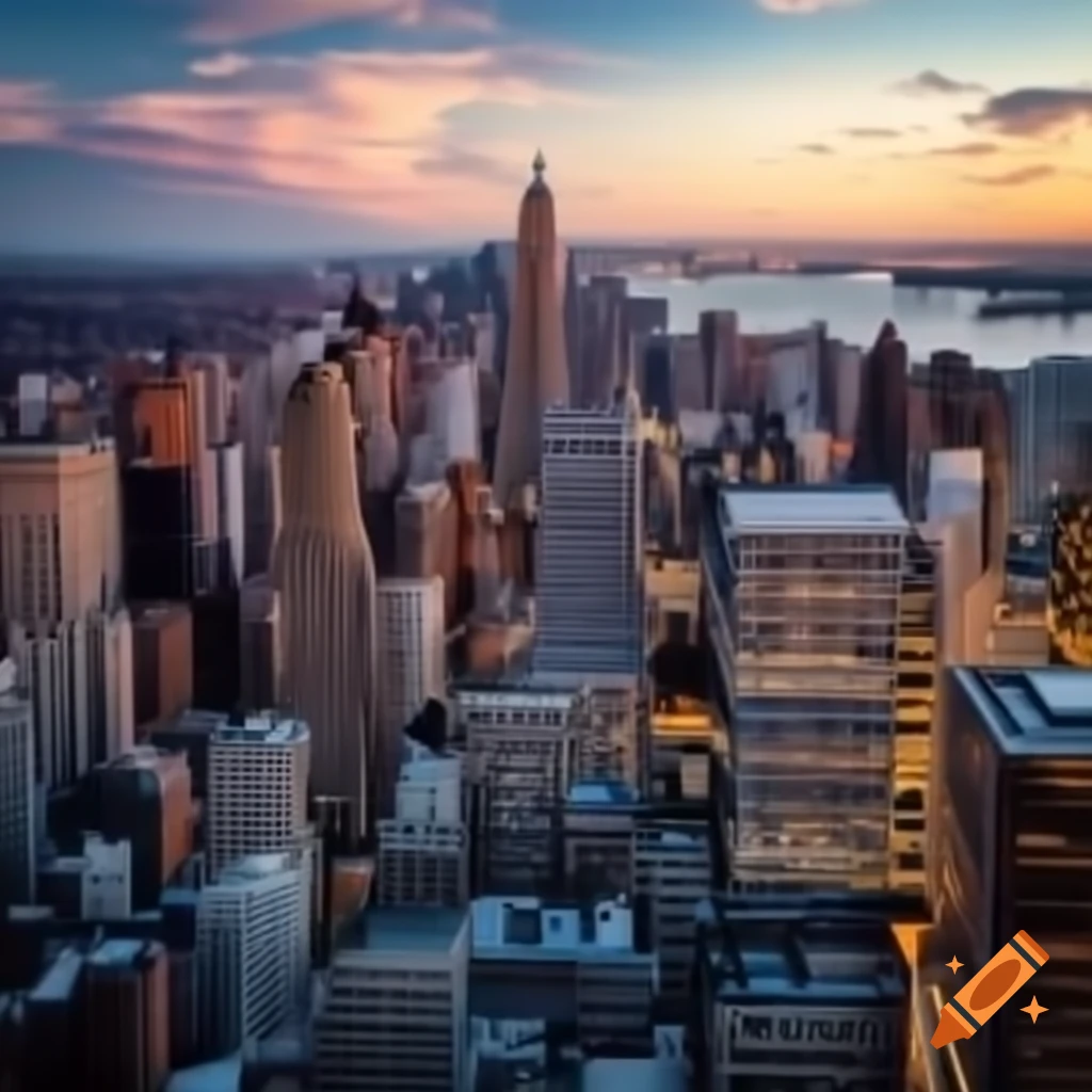 Vibrant big city skyline