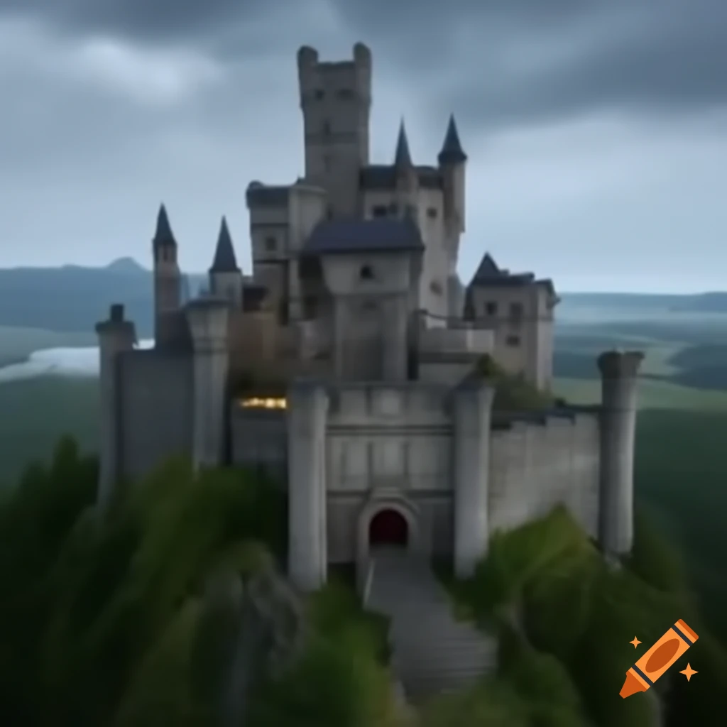 Photorealistic medieval castle in a cinematic style