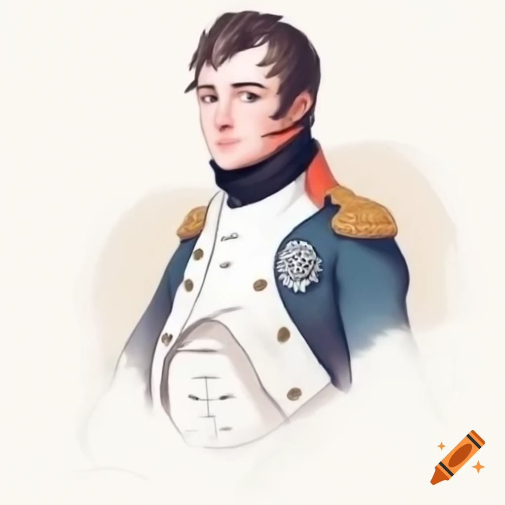 Colored sketch of Napoleon Bonaparte standing