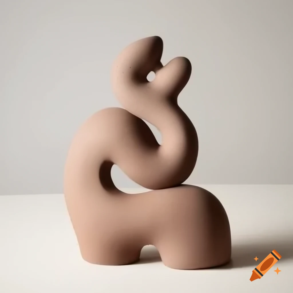 Abstract clay sculpture with unique shapes