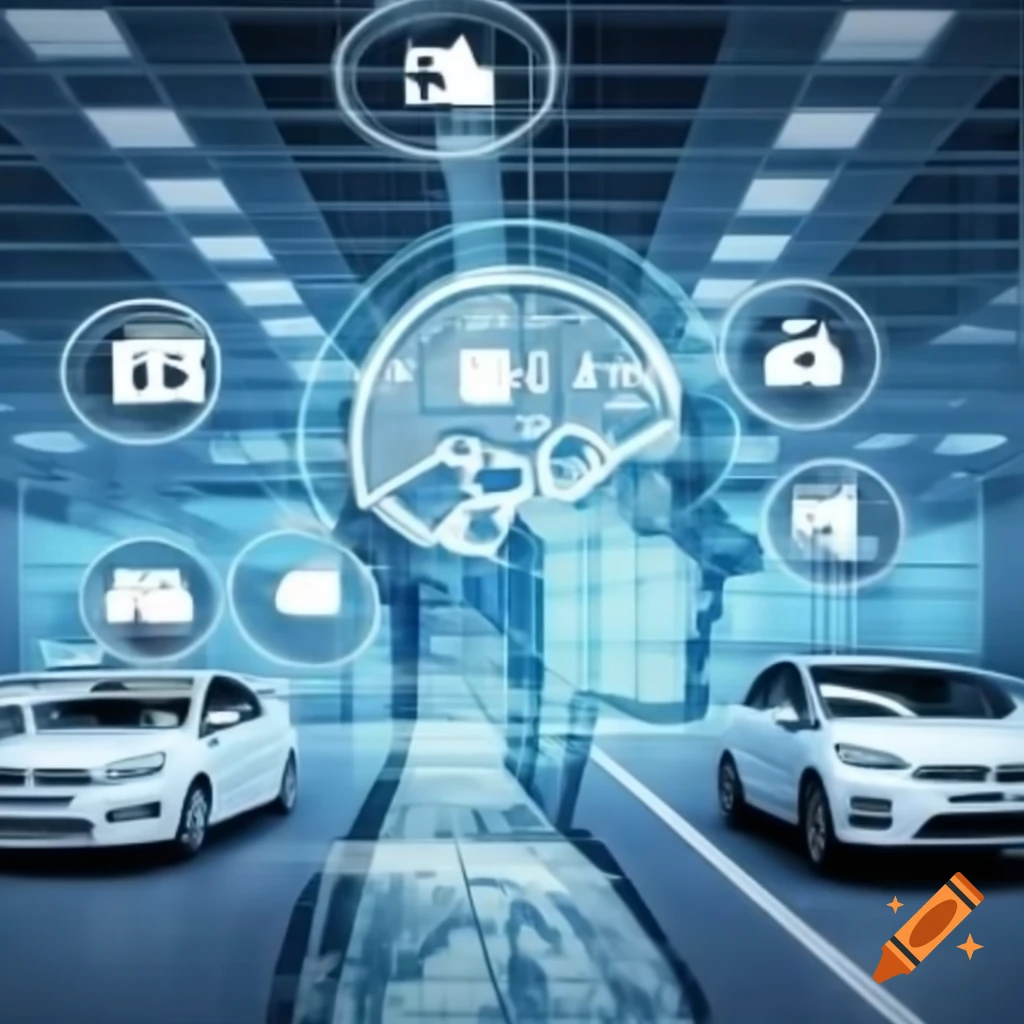 Conceptual design featuring artificial intelligence, business intelligence, and cars with light colors
