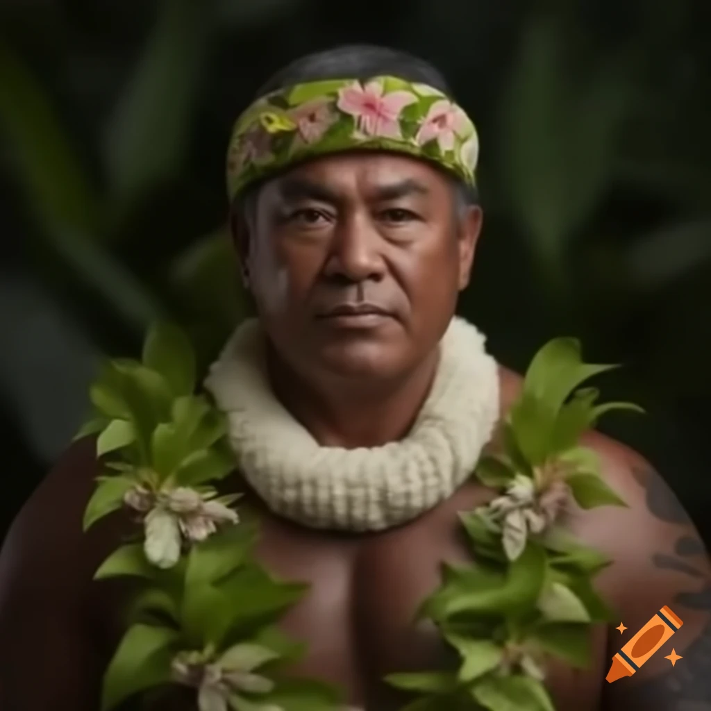 Samoan high chief in traditional attire