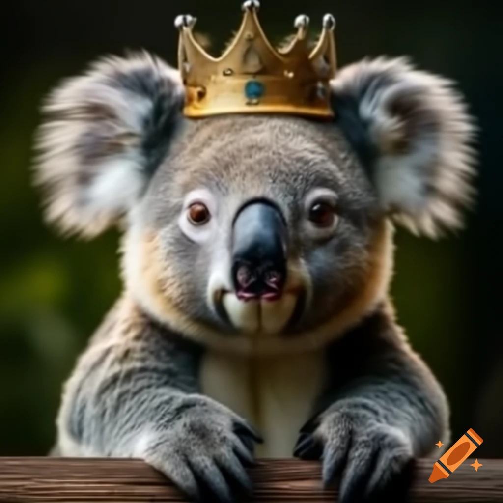 Koala bear wearing a crown