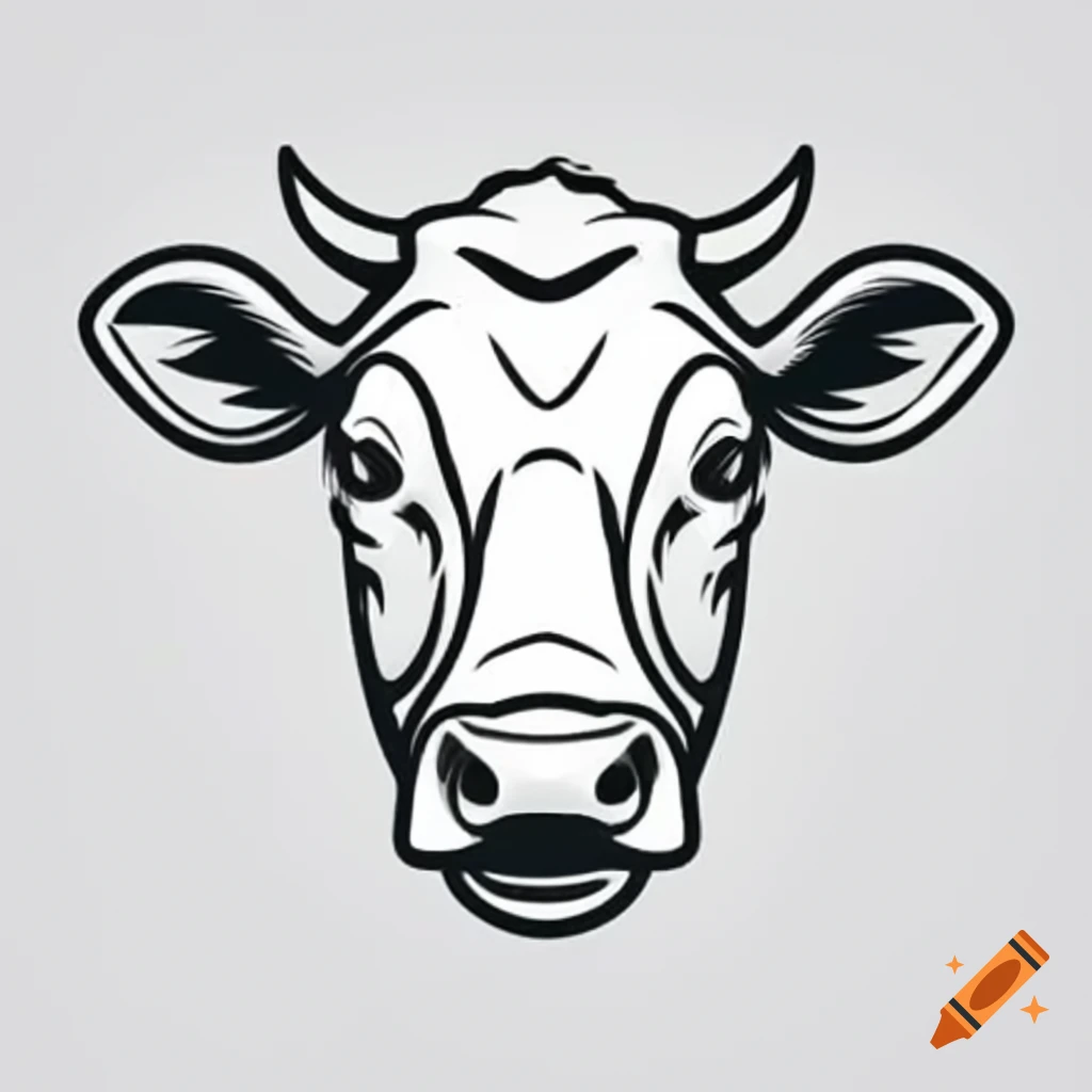 Minimalist line drawing of a cow's face