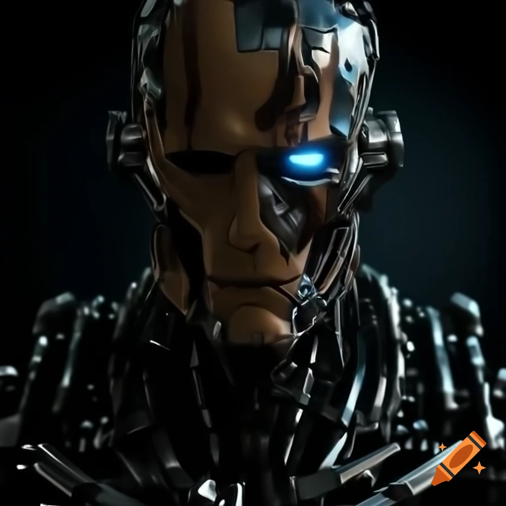 Hyperrealistic digital art of terminator endoskeleton with cinematic lighting