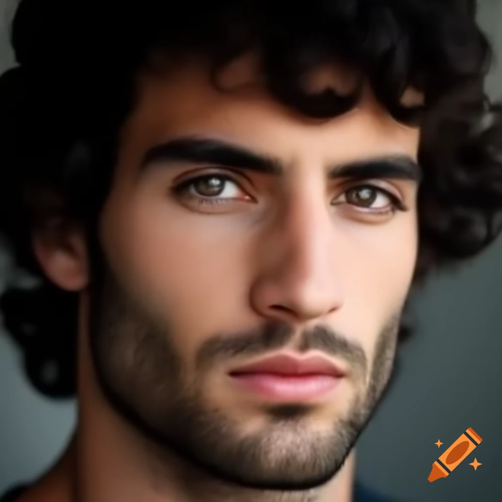 Attractive Israeli male with dark curly hair and stubble