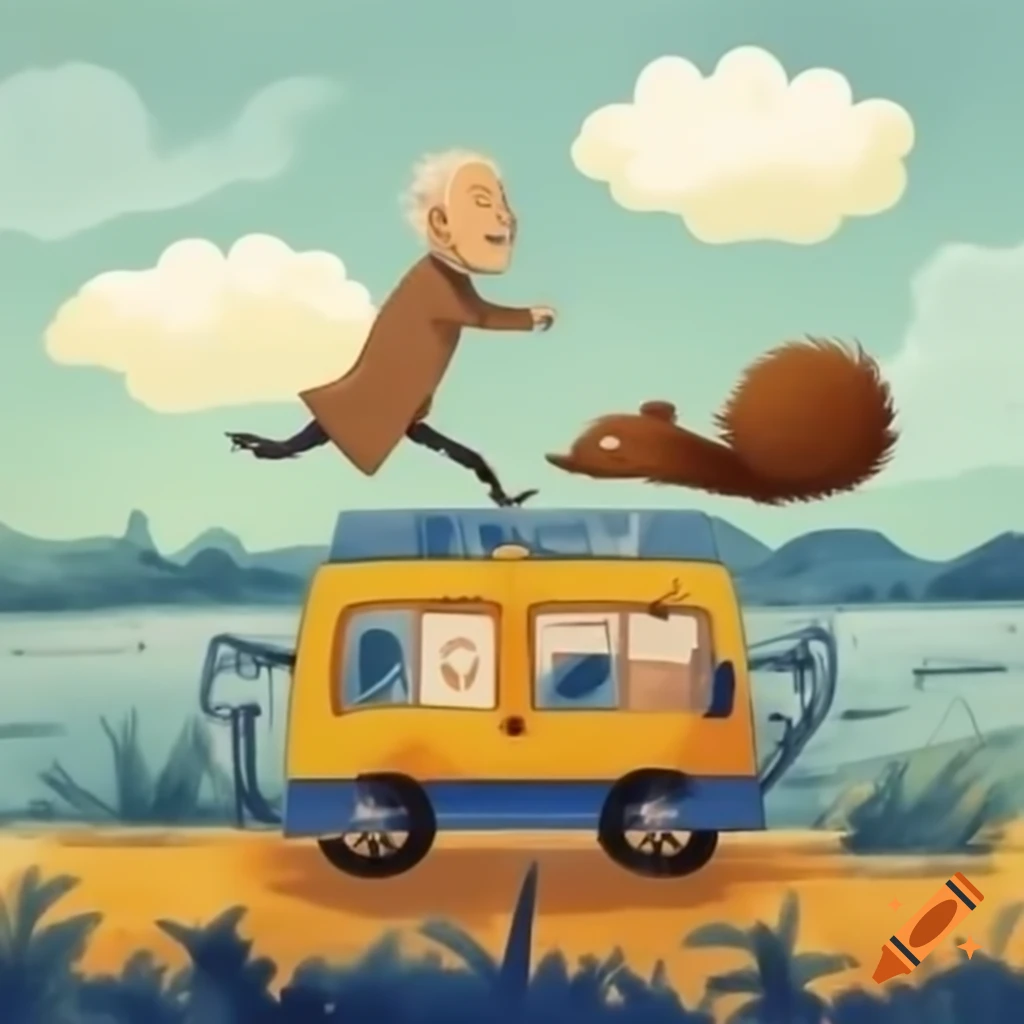Joe Biden cartwheeling on a taxi while a beaver approaches