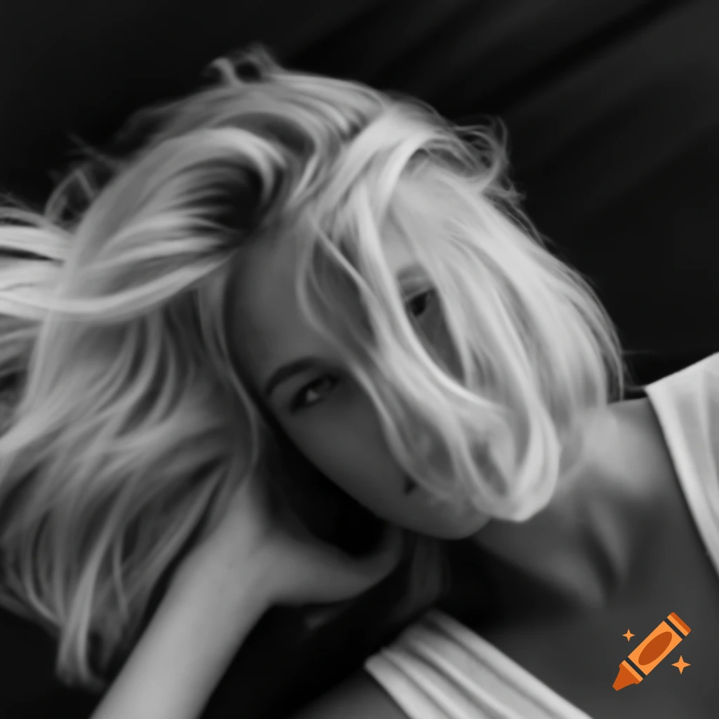 Blonde woman with a relaxed demeanor captured in flash photography