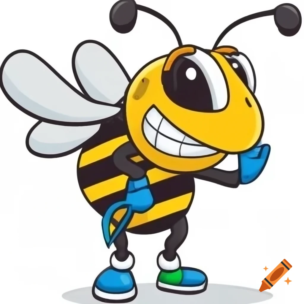 Playful bumblebee with German flag colors and oversized eyes