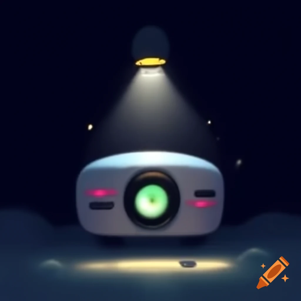 Cute projector with eye illuminating darkness