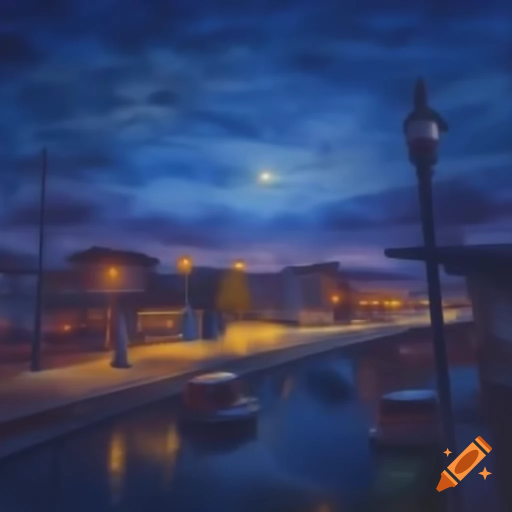 Serene twilight scene during blue hour