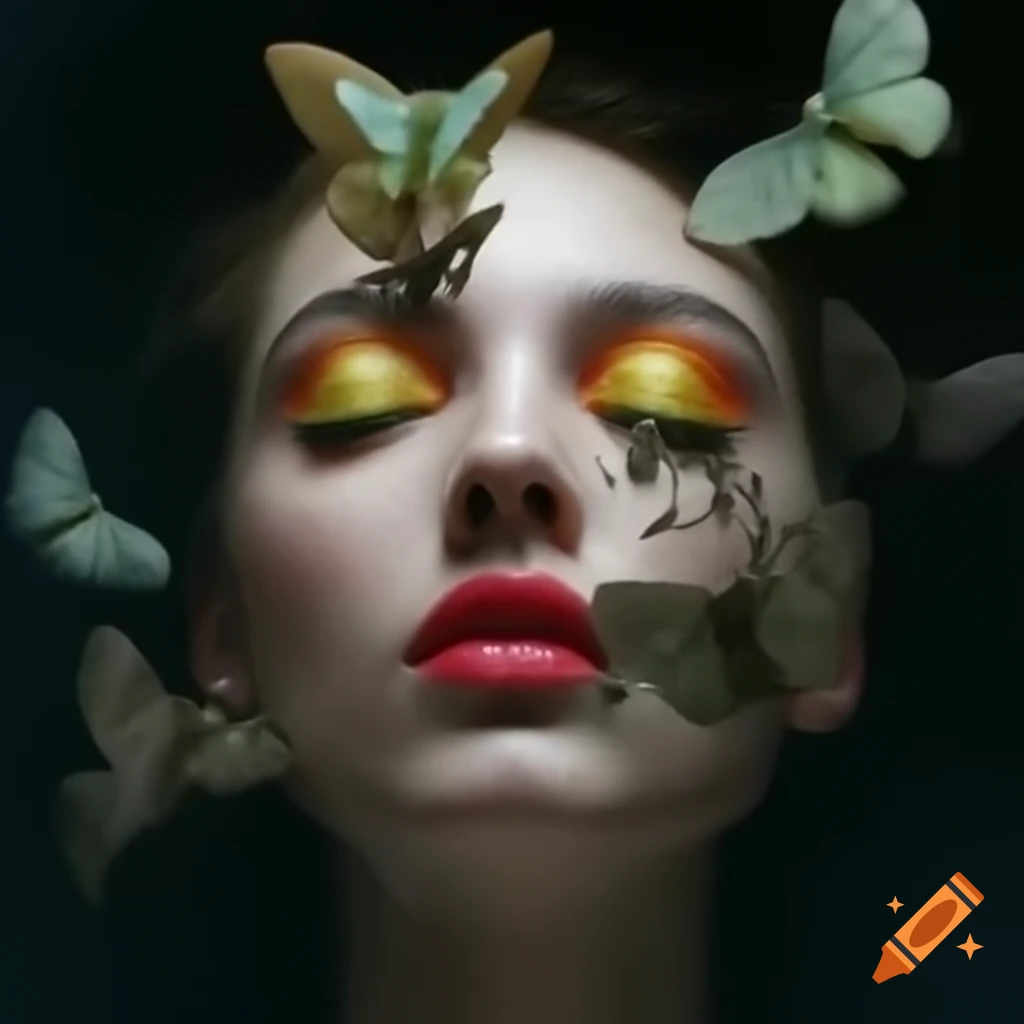Pop surreal photography featuring moths from the 2000s