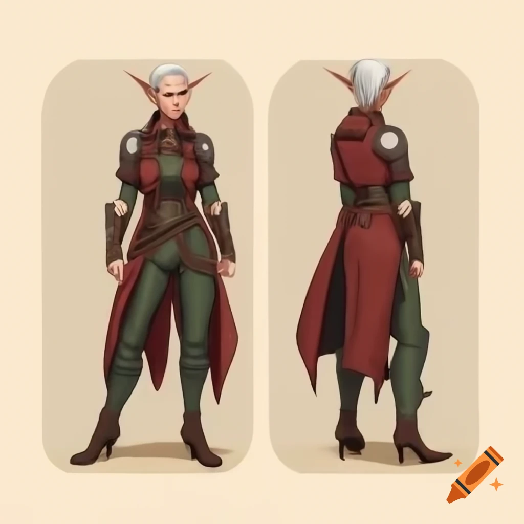 Female Dalish elf in casual medieval outfit inspired by Dragon Age series