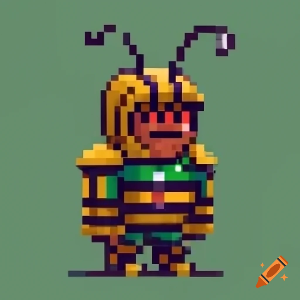 Majestic pixel art statue of queen bee