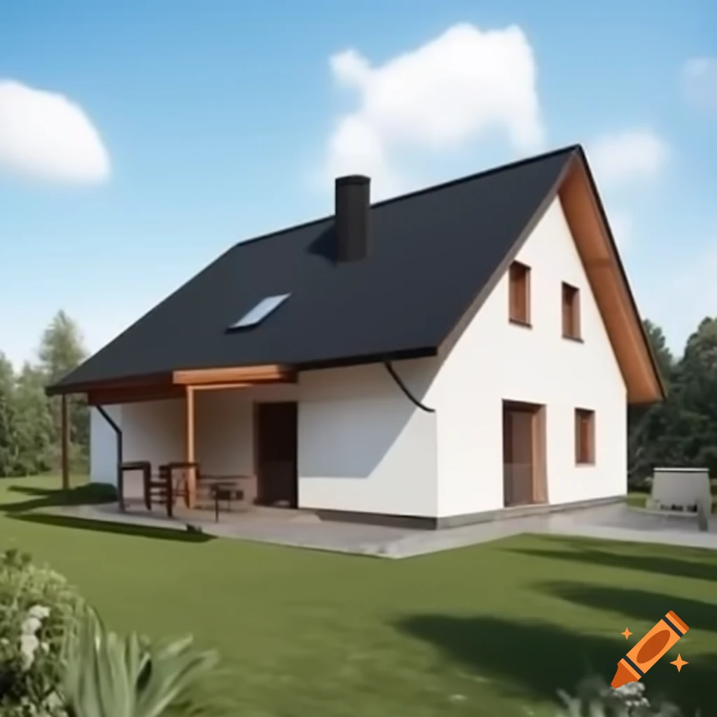 House with a gabled roof and black mulled windows