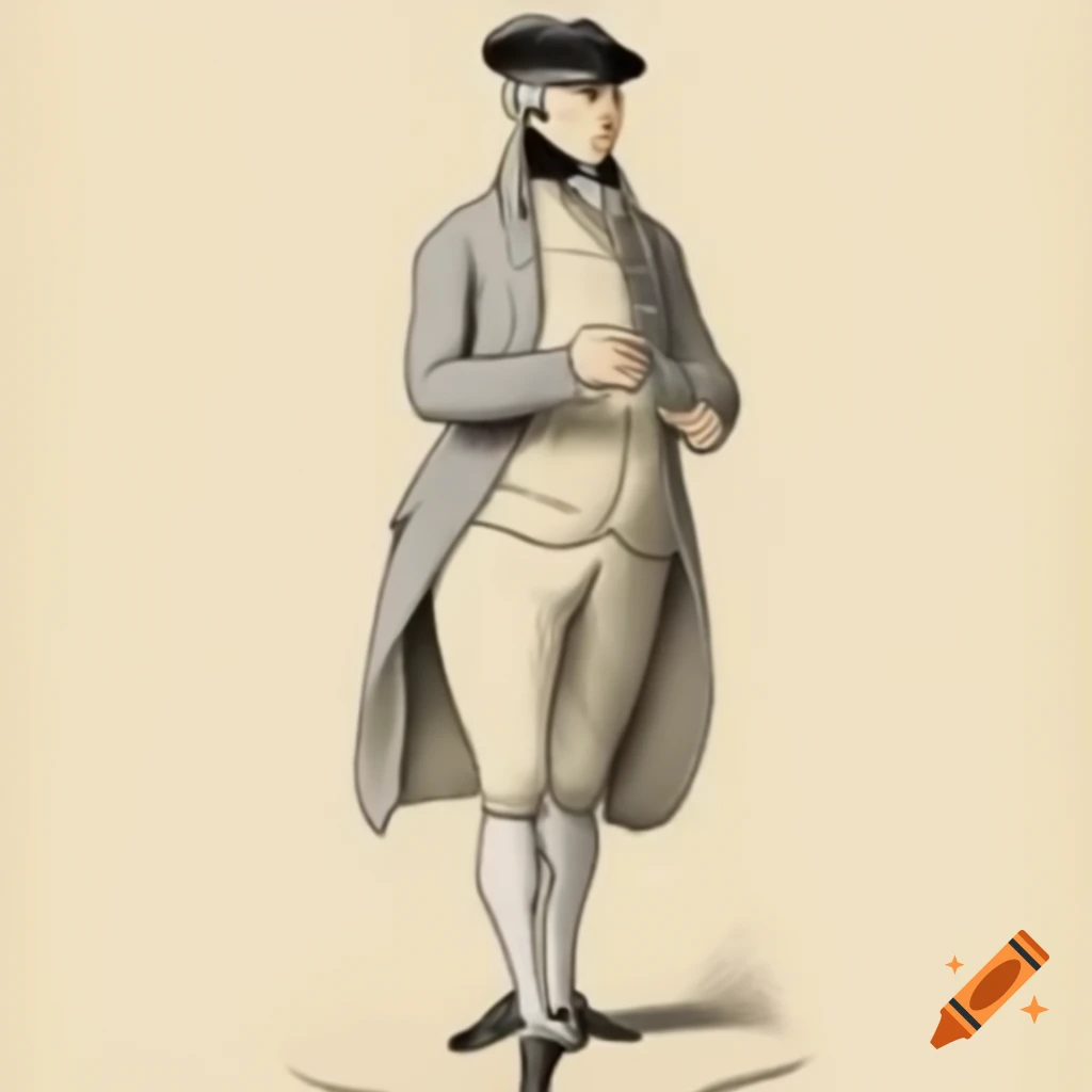 Sketch of eighteenth century French tailor standing