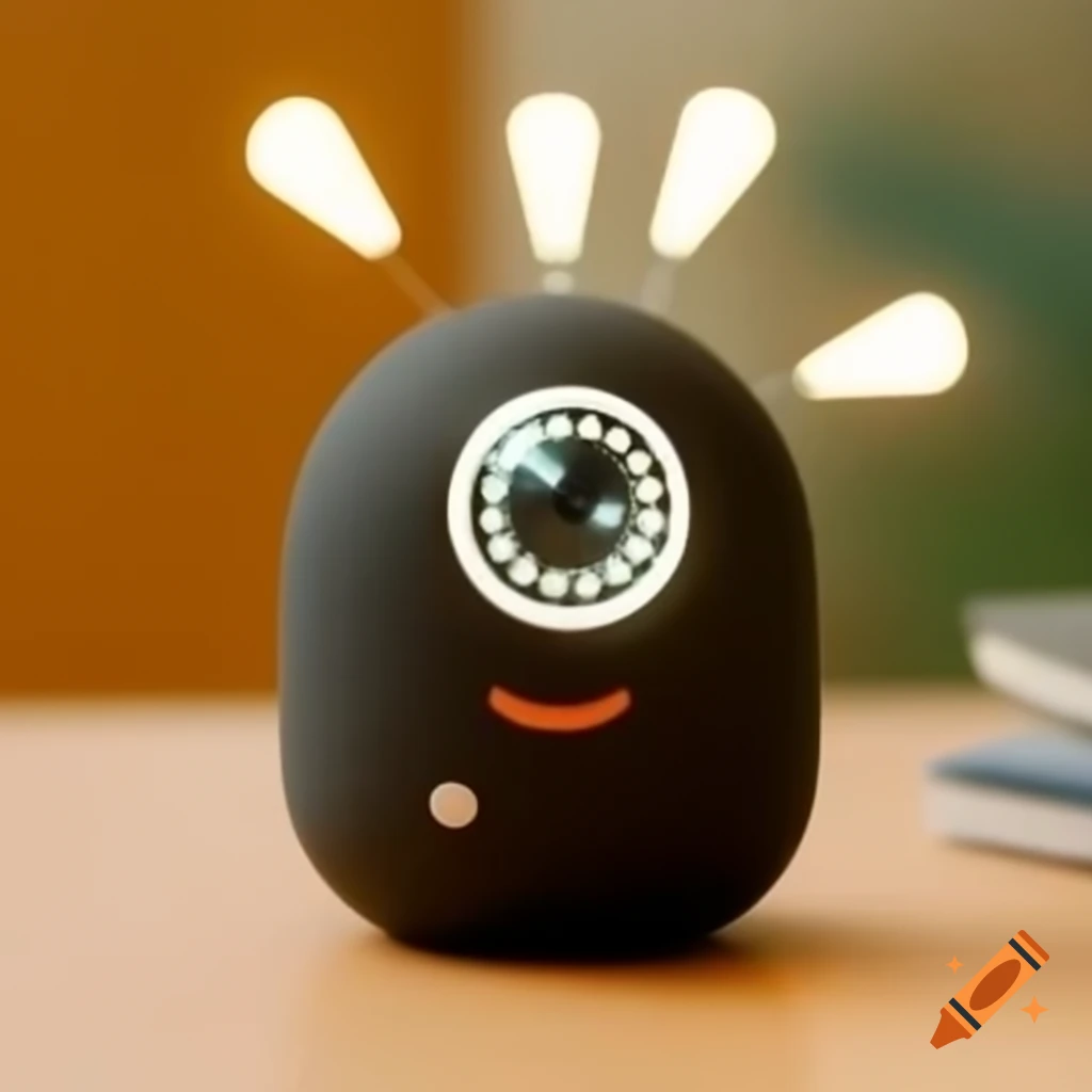 Cute black projector emitting light