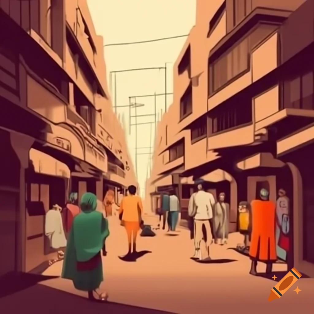 Crowded alley in Delhi with people bustling in daily routines