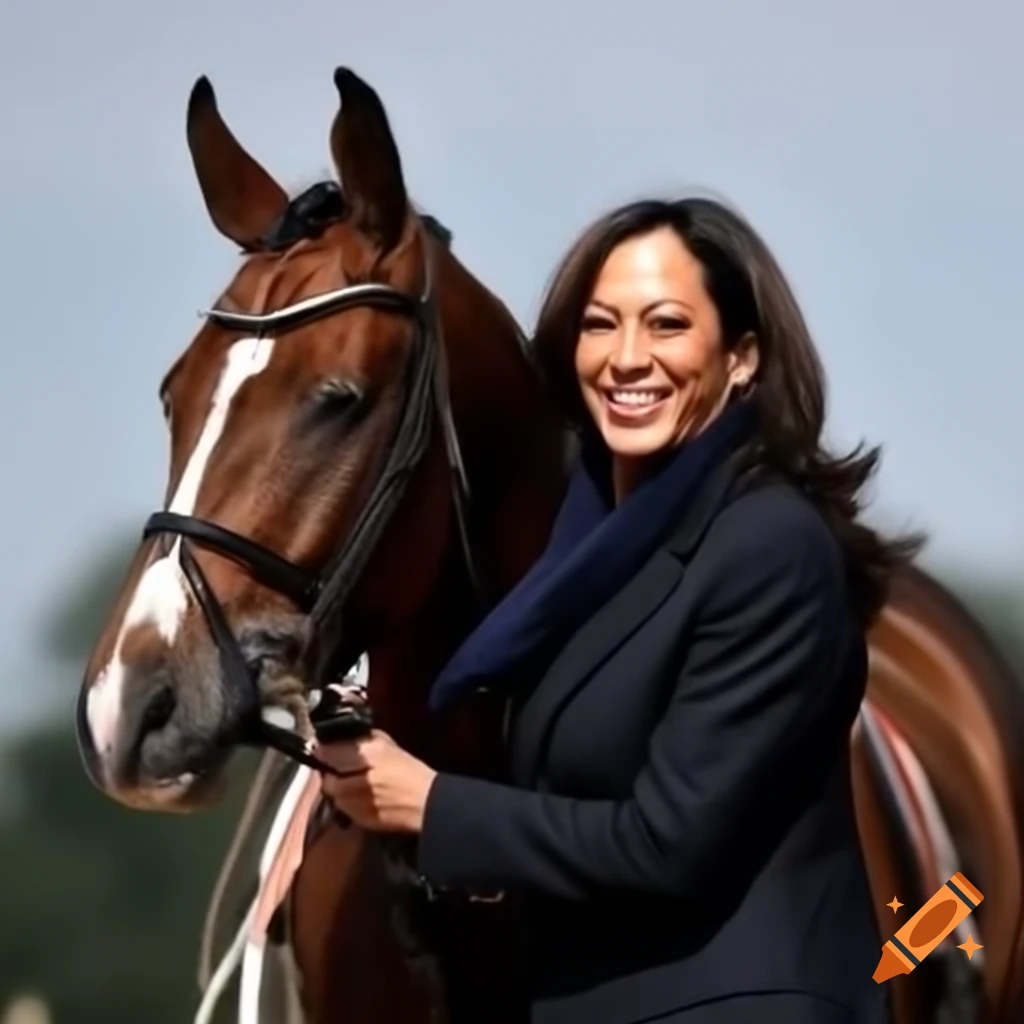Kamala Harris riding a horse