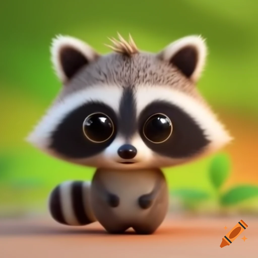 Illustration of a cute raccoon with big eyes and charismatic expression