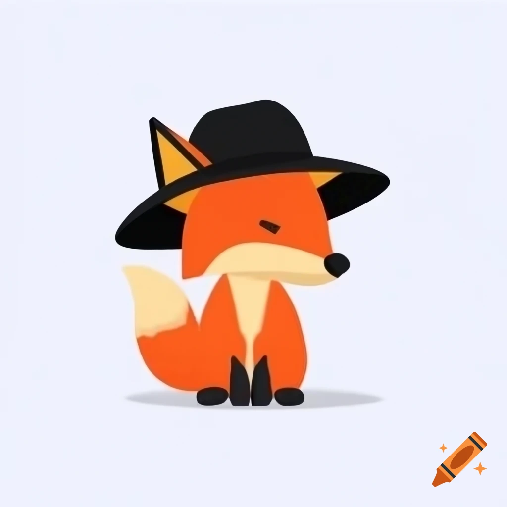 Fox wearing a hat against a black background