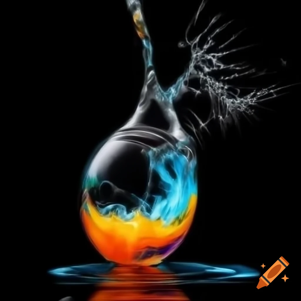 Transparent bottle showcasing abstract contents