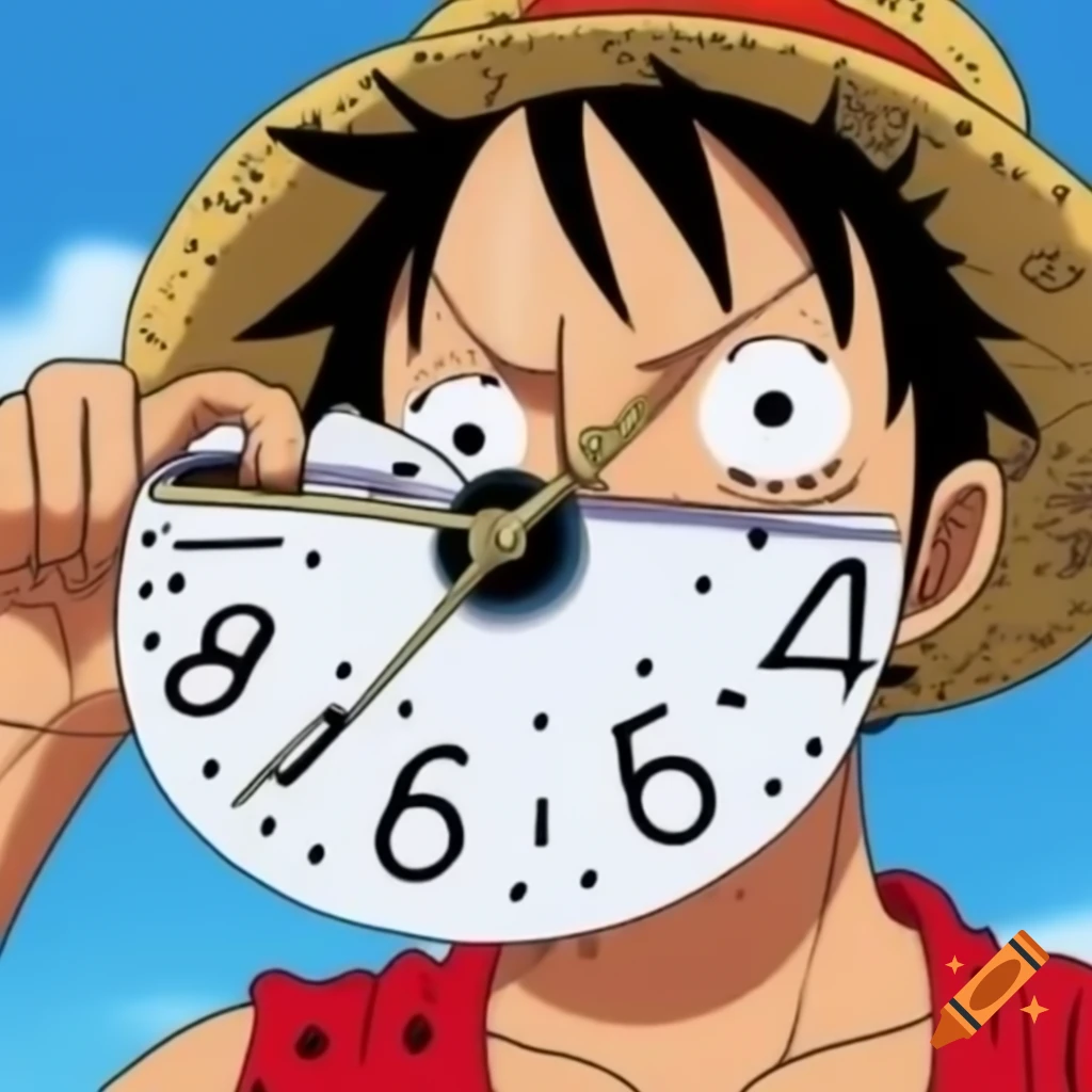 Character inspired by Luffy holding a time clock